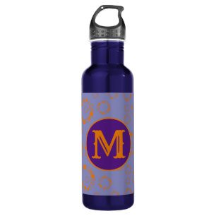 Monogramm erste orange Lila Kreise Quadrate Art Edelstahlflasche