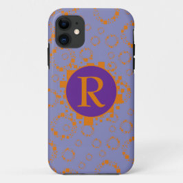 Monogramm erste Orange Lila Squares Circles Art Case-Mate iPhone Hülle