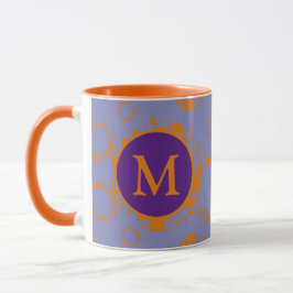 Monogramm erste orangefarbene Lila Quadrate Tasse