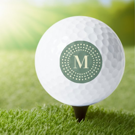 Monogramm erste Retro-Radialdosen Weiß grün Golfball