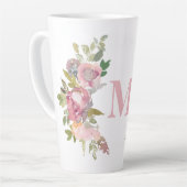 Monogramm erste rosa Rose Wasserfarbe Milchtasse (Linke Ecke)