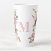 Monogramm erste rosa Rose Wasserfarbe Milchtasse (Vorderseite)