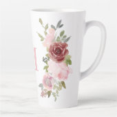Monogramm erste rosa Rose Wasserfarbe Milchtasse (Rechts)