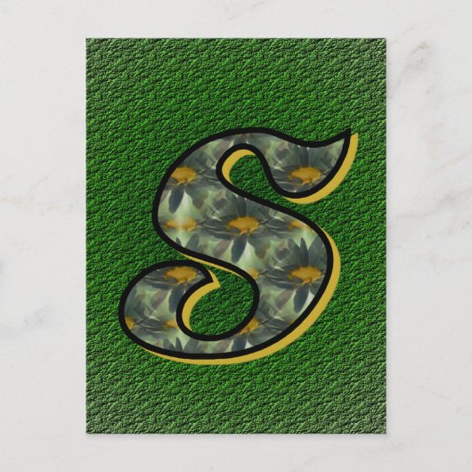 Monogramm erste S Black Daisies Postkarte (Vorderseite)