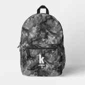 Monogramm erste Schwarz-weiße Wasserfarben Bedruckter Rucksack (Vorderseite)