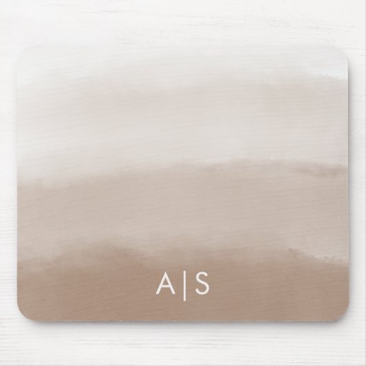 Monogramm erste Wasserfarbe Pilz Brown Ombre Mousepad (Vorne)