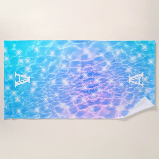 Monogramm erste Wasserrippelwasserstruktur modern Strandtuch (Vorderseite)