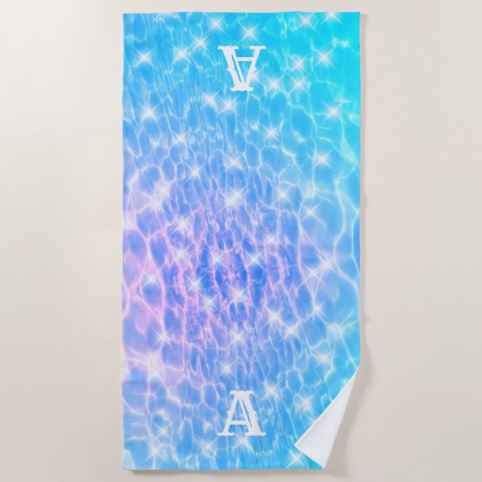 Monogramm erste Wasserrippelwasserstruktur modern Strandtuch (Vorderseite)