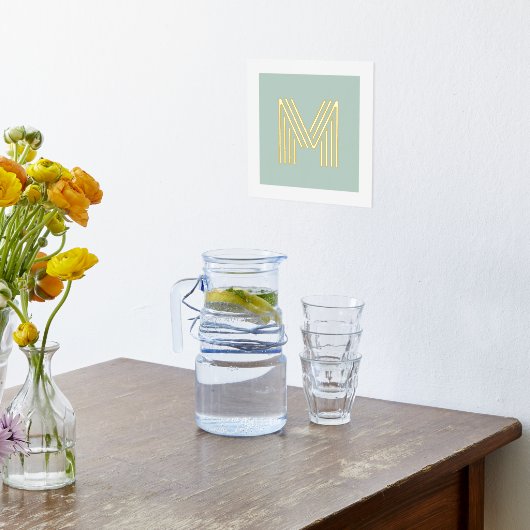 Monogramm erster blass-grüner Hintergrund Foliendrucke (Ablage(Küche))