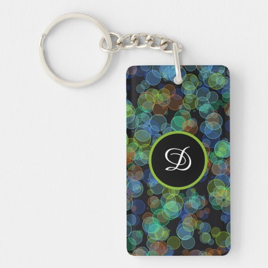 Monogramm erster farbiger Polka-Punkt Schlüsselanhänger (Vorderseite)