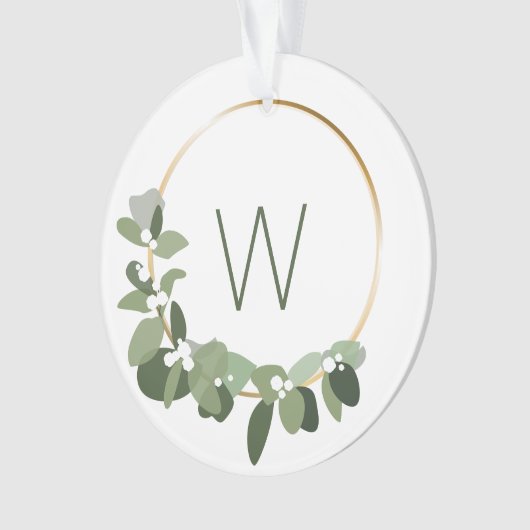 Monogramm-erster WeihnachtsWreath des Ornament (Vorderseite)