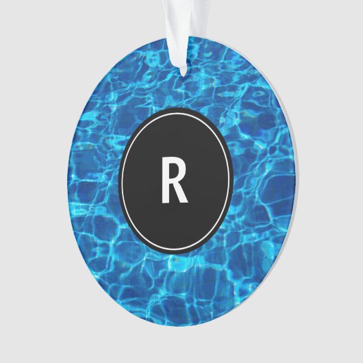 Monogramm erstes blaues Wassermuster Cooles Gesche Ornament (Vorderseite)