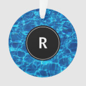 Monogramm erstes blaues Wassermuster Cooles Gesche Ornament (Vorderseite)