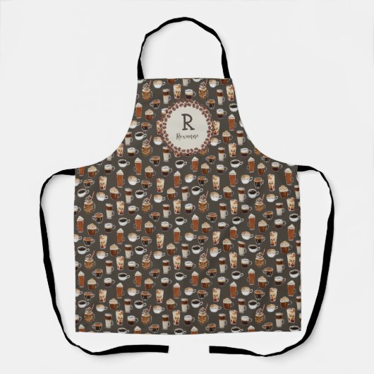 Monogramm erstes Coffee Lover Mama-Geschenk Schürze (Vorderseite)