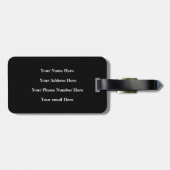 Monogramm erstes Herringbone-Muster schwarz und we Gepäckanhänger (Rückseite horizontal)