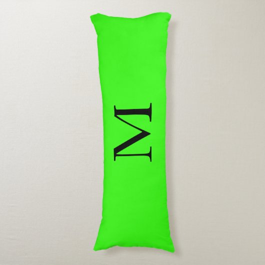 Monogramm erstes neongrünes, farbiges, leuchtendes seitenschläferkissen (Vorderseite Vertikal)
