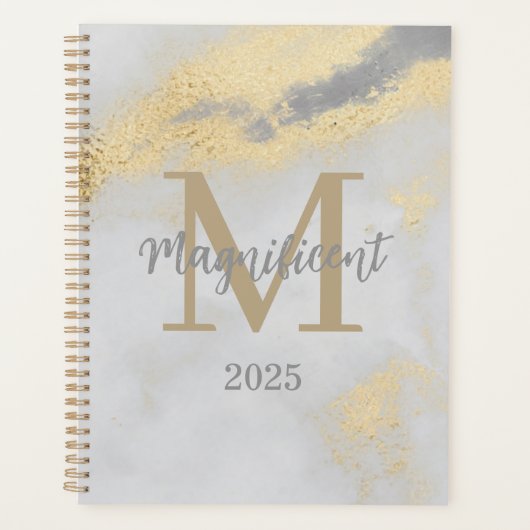 Monogramm Erstgold und Graumarmor 2025 undatiert Planer (Vorderseite)