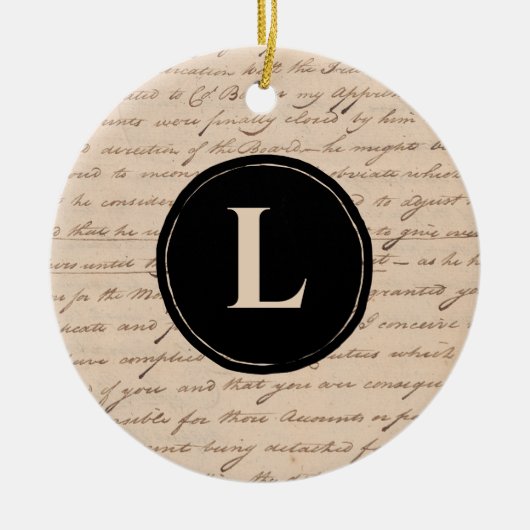 Monogramm Ersthandgeschriebenes Papier Antikbuchst Keramik Ornament (Vorne)