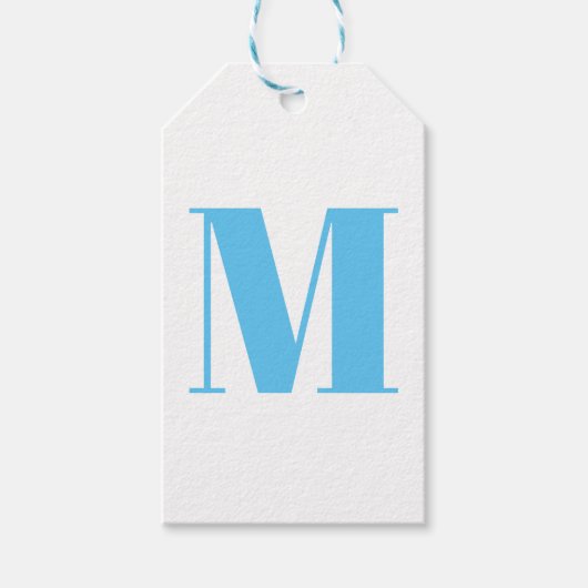 Monogramm Erstlichtblau anpassen Geschenkanhänger (Vorderseite)