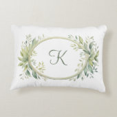 Monogramm Erstmaliger Eukalyptus Greenery Dekokissen (Rückseite)