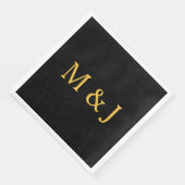 Monogramm Erstmaliger Gold Black Individuelle Name Serviette (Ecke)