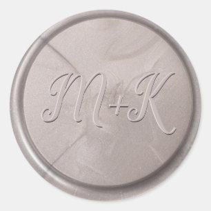 Monogramm Erstmaliger Perlgraue Wachs-Siegel-Aufkl Runder Aufkleber