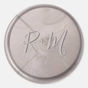 Monogramm Erstmaliger Perlgraue Wachs-Siegel-Aufkl Runder Aufkleber