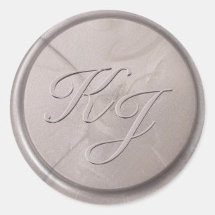 Monogramm Erstmaliger Perlgraue Wachs-Siegel-Aufkl Runder Aufkleber