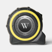 Monogramm Erstmaliges, elegantes Schwarz-Silber-Ba Maßband (Vorderseite)