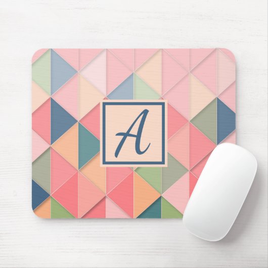 Monogramm Erstmaliges Girly Paster Pink farbenfroh Mousepad (Mit Mouse)