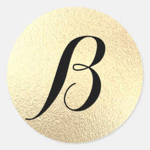 Monogramm Erstmaliges Imitat Goldfolie Runder Aufkleber