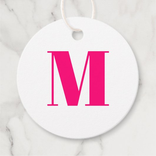 Monogramm Erstmaliges rosa fuchsienweißes Geschenk Geschenkanhänger (Vorderseite)