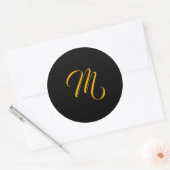 Monogramm Erstmaliges Schwarzes Gold Runder Aufkleber (Umschlag)