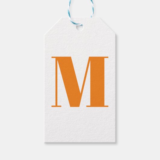 Monogramm Erstorange weiß anpassen Geschenkanhänger (Vorderseite)