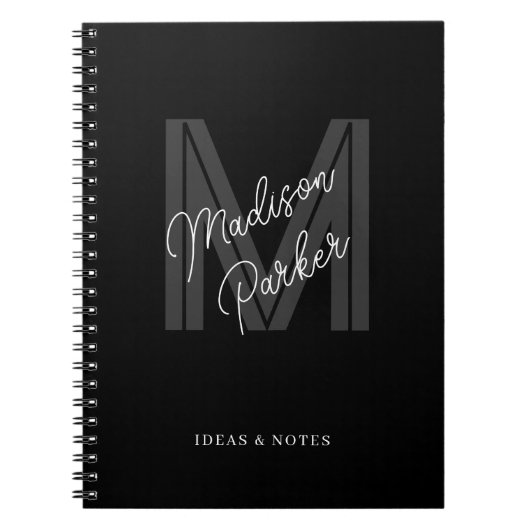 Monogramm Erstschwarz-weiß Notizblock (Vorderseite)