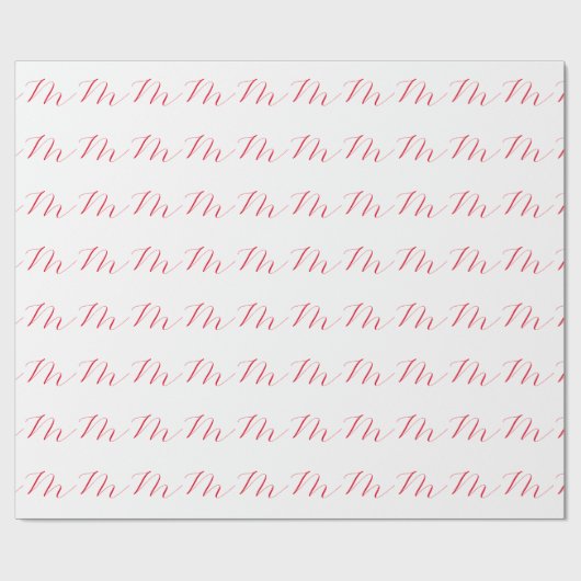 Monogramm Erstweises Weißes Rotes Minimalistisch Geschenkpapier (Flach)