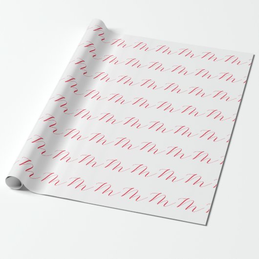 Monogramm Erstweises Weißes Rotes Minimalistisch Geschenkpapier (Ungerollt)