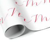Monogramm Erstweises Weißes Rotes Minimalistisch Geschenkpapier (Rolleneckpunkt)