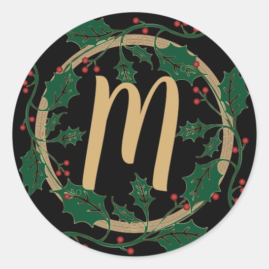 Monogramm-Etikett - Weihnachten Runder Aufkleber (Vorderseite)