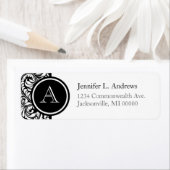 Monogramm-Etiketten für Schwarz-Weiß-Hochzeitsdamp (Insitu)