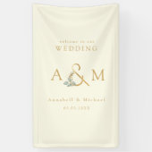 Monogramm, Eukalyptus Ampersand, Beige & Gold Banner (Vertikal)