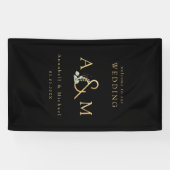 Monogramm, Eukalyptus Ampersand, Schwarz & Gold Banner (Horizontal)