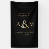 Monogramm, Eukalyptus Ampersand, Schwarz & Gold Banner (Vertikal)