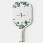 Monogramm Eukalyptus Botanischer Anfangsname Pickleball Schläger (Rückseite)