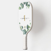 Monogramm Eukalyptus Botanischer Anfangsname Pickleball Schläger (Links)