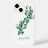 Monogramm Eukalyptus Botanisches Grün Case-Mate iPhone Hülle (Rückseite)
