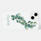 Monogramm Eukalyptus Botanisches Grün Case-Mate iPhone Hülle (Rückseite (Horizontal))