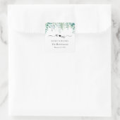 Monogramm Eukalyptus Hochzeit Quadratischer Aufkleber (Tasche)