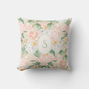 Monogramm Eukalyptus Rustikale Blumenmuster Sage G Kissen