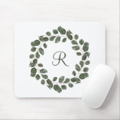 Monogramm Eukalyptusblätter Elegant Modern Mousepad (Mit Mouse)
